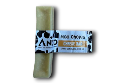 Large dog chew treat, with cow print packaging.