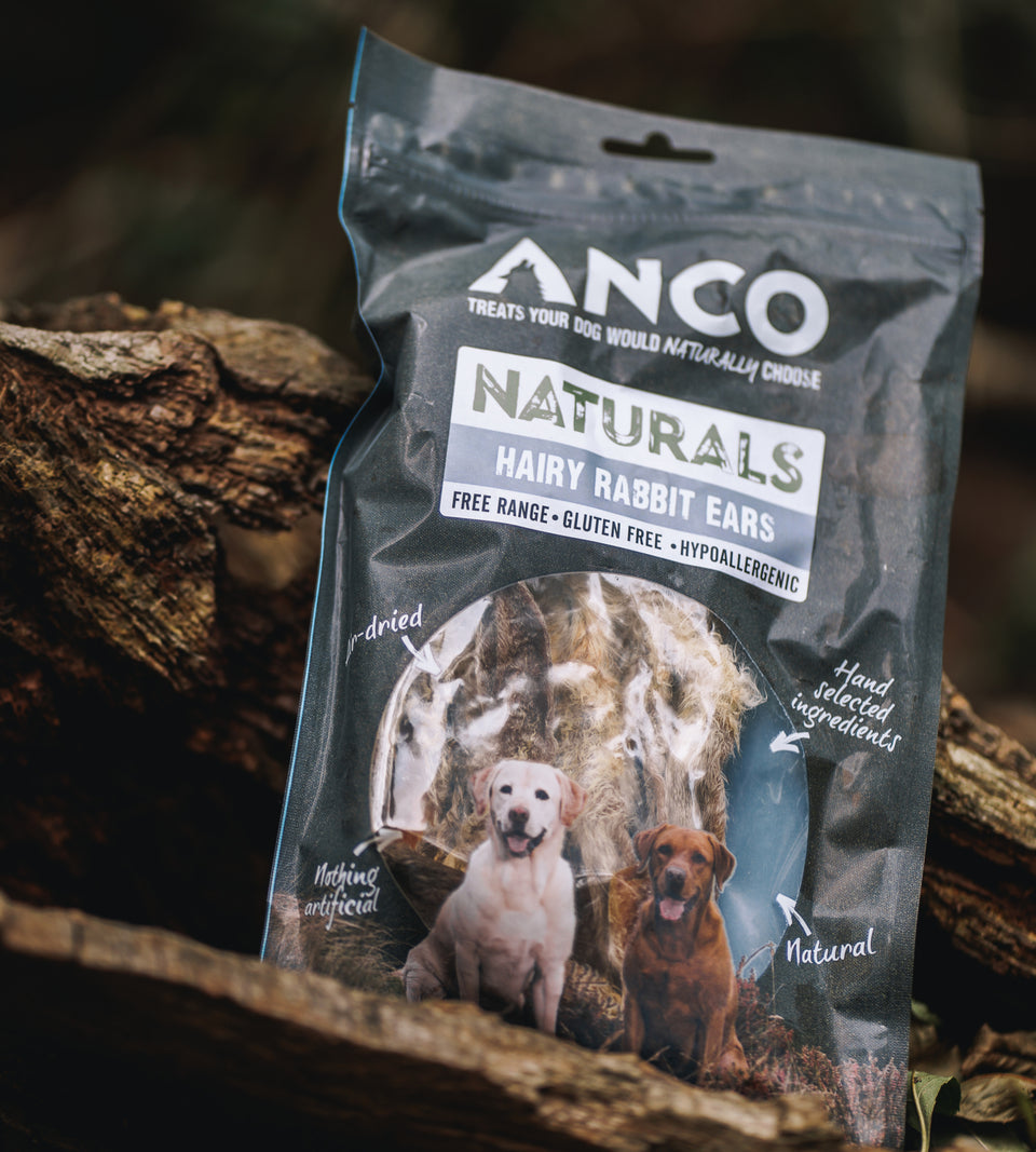 Anco Naturals Hairy Rabbit Ears on a log.