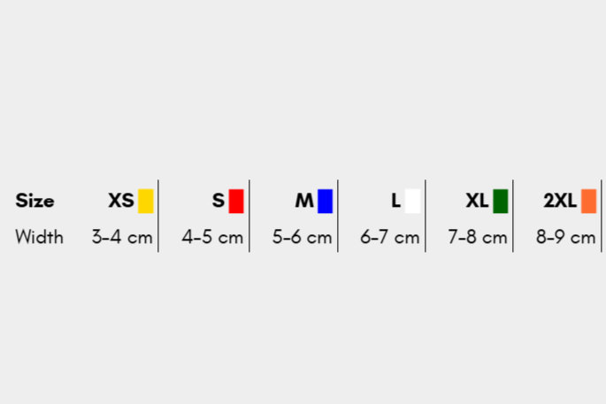 Sizing chart for the Protector Light Socks.