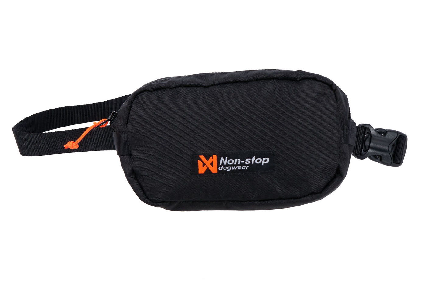 A black storage pack on a white background, featuring a logo that reads 'Non-stop dogwear' on the front.