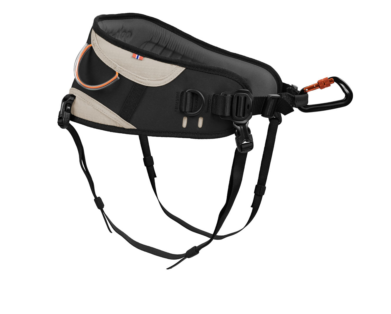 A black & grey dog walking belt on a white background.