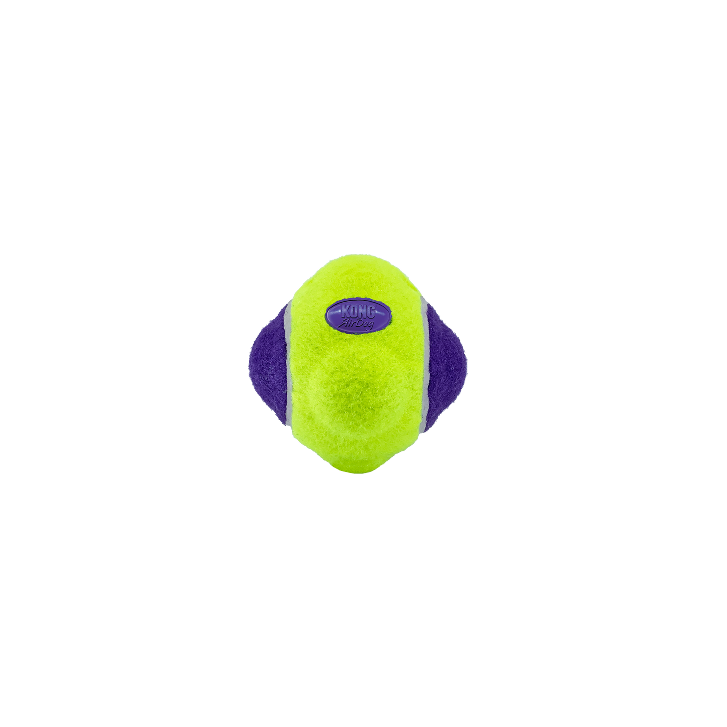 Stock image of the KONG Air Squeaker Knobby Ball, a tennis material against a transparent background.