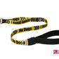 A stock image of the Signs Pro Lead with "I Need Space - No Dogs" lettering. Yellow and black colours, with a handle and a carabiner.