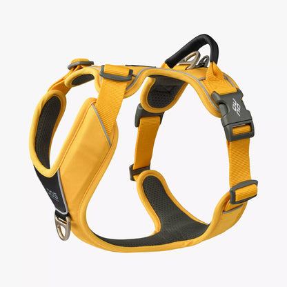 Stock image of the Comfort Walk Pro in Lemon, a harness with two lead attachments and a handle, on a white background.