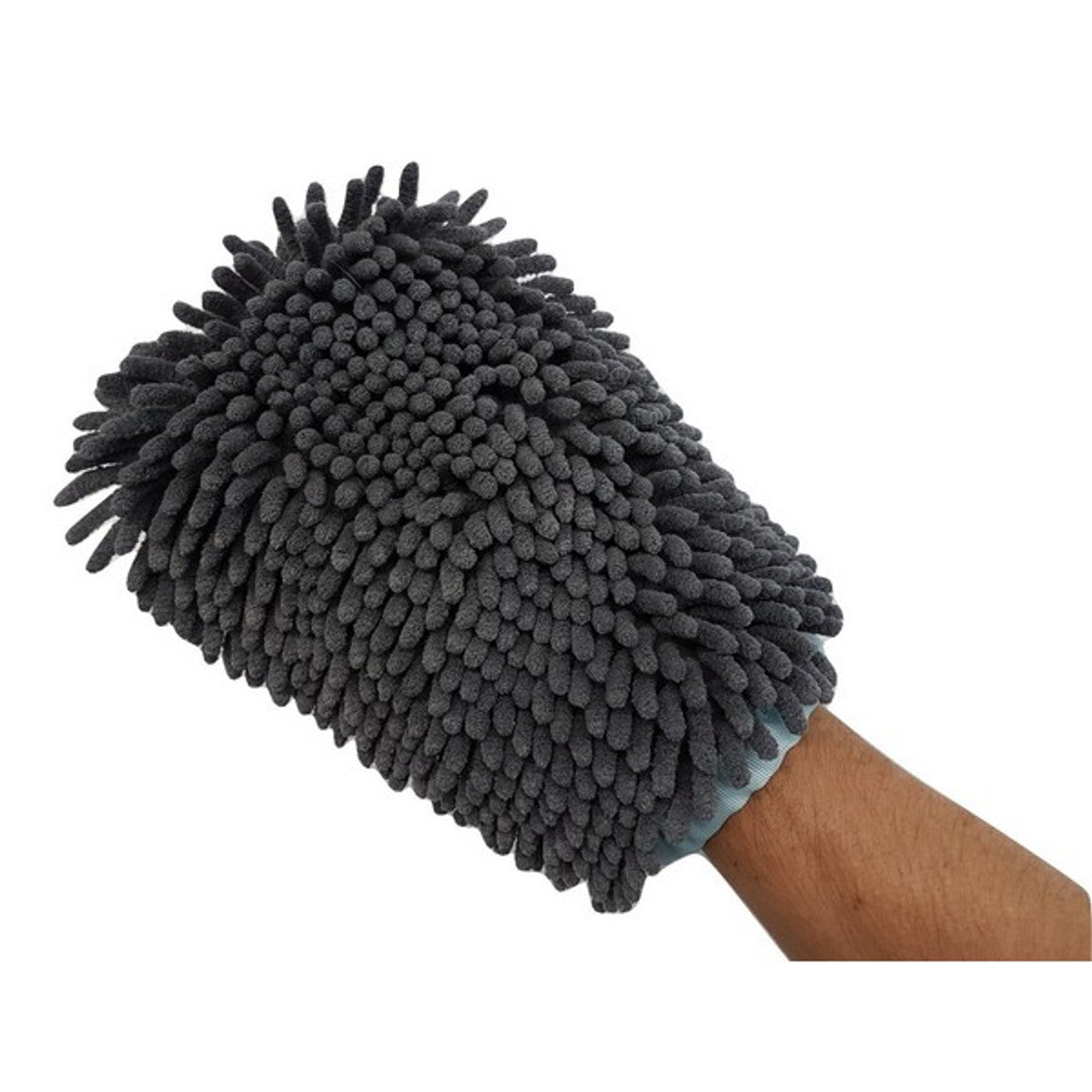 A stock image of the Henry Wag Microfibre Drying Glove, showing it on the hand of the user.