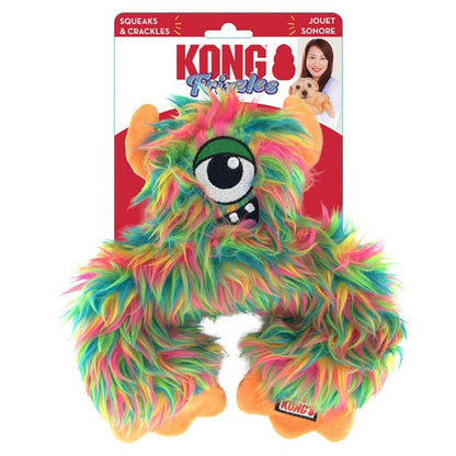 Stock image of the KONG Frizzles Frazzle, a shaggy monster plush toy with one eye, against a white background.