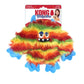Stock image of the KONG Frizzles Zazzle, a shaggy monster plush toy with rainbow colours, against a white background.