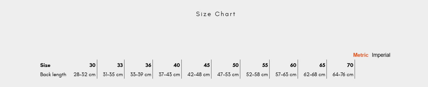Sizing guide for the Fjord Overall.