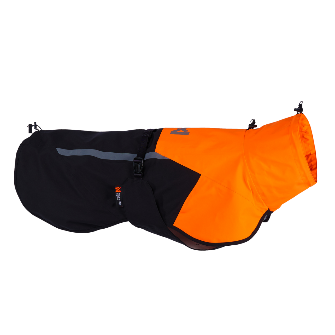 Stock image of the Fjord Jacket 2.0 with two-tone colours in black and orange, featuring reflective details.