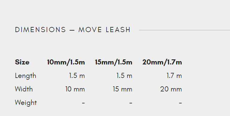 Sizing image for the Move Lead.