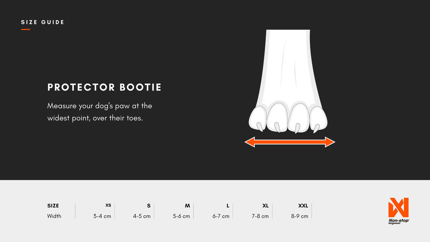 Sizing image for the Protector Booties.