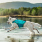 Lifestyle image of the Protector Life Jacket, showing a white dog running through a muddy body of water.