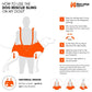 Infographic for the Rescue Sling, showing a diagram and steps to use the Dog Rescue Sling on your dog.