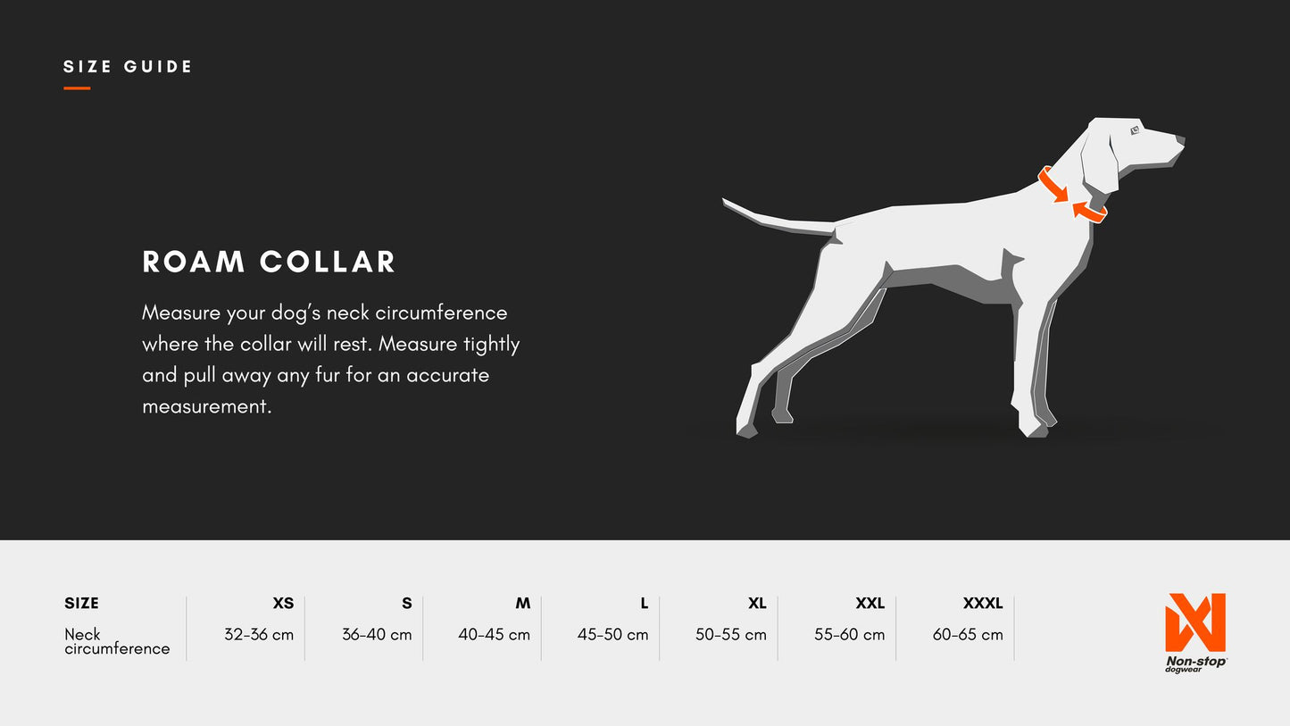 Sizing image of the Roam Collar.