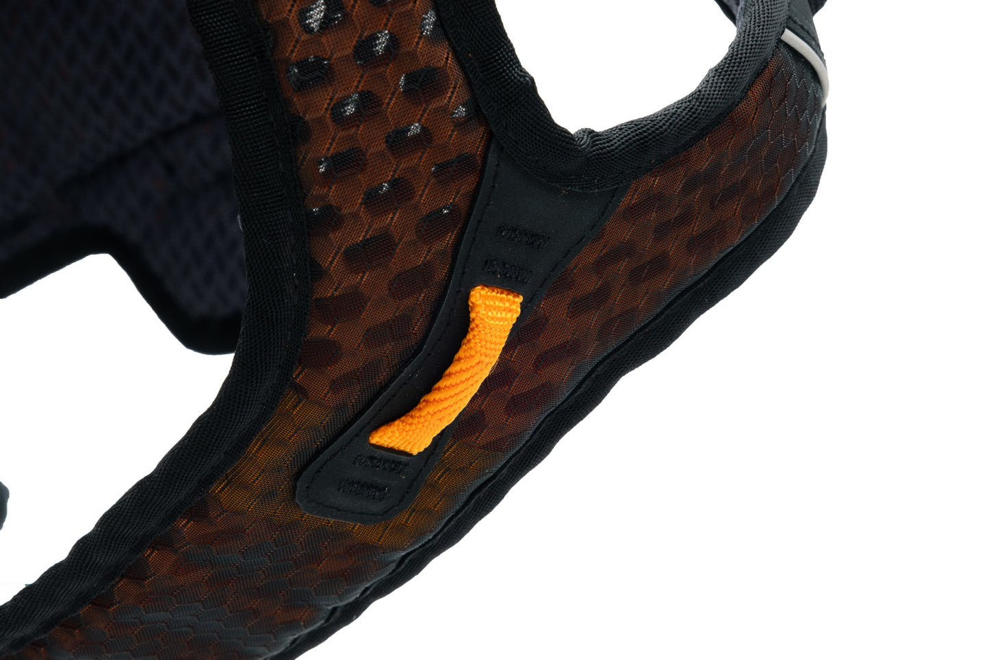 Stock image of the Rock Harness Long, showing an up close shot of the front clip.