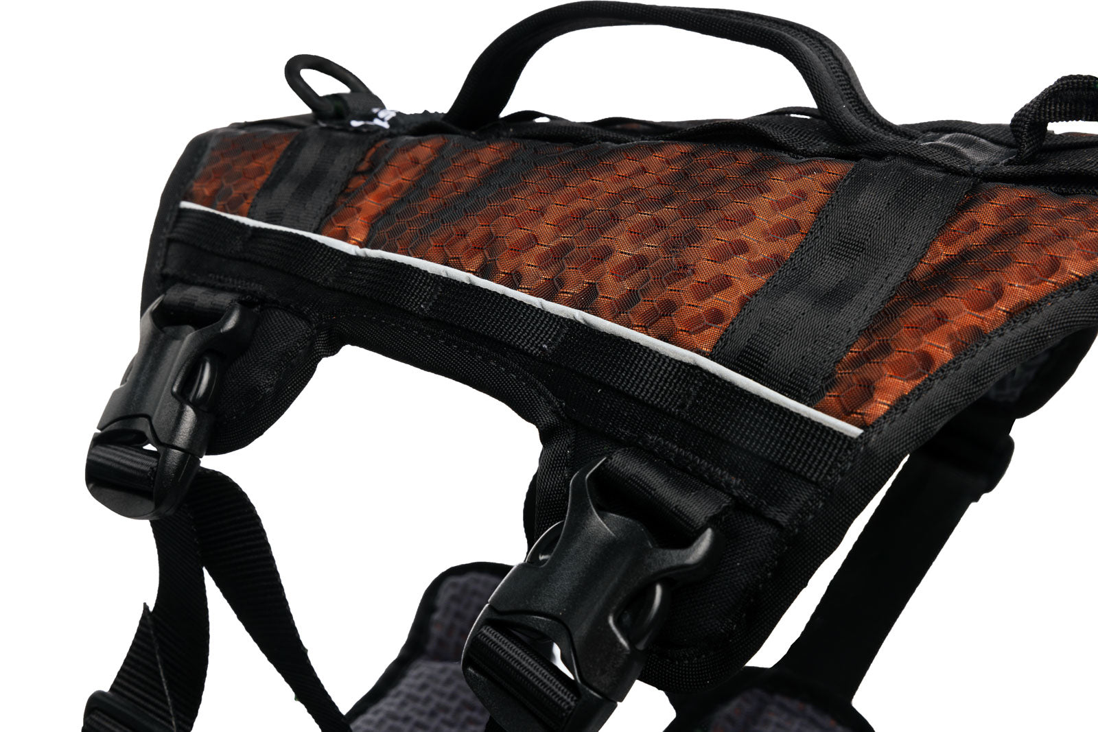 Stock image of the Rock Harness Long, showing an up close shot of the HexiVent material.