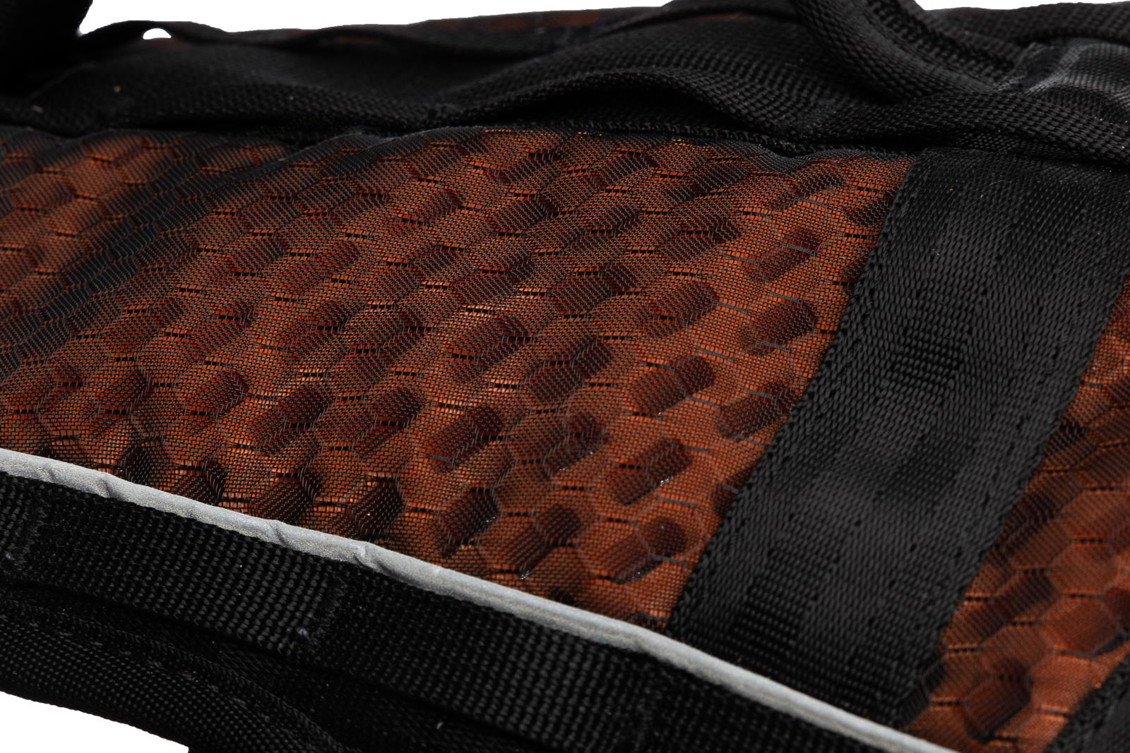 Stock image of the Rock Harness Long, showing an up close shot of the buckle.