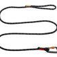 Stock image of the Rope Lead, a black lead made entirely of rope with a carabiner on the end, on a white background.