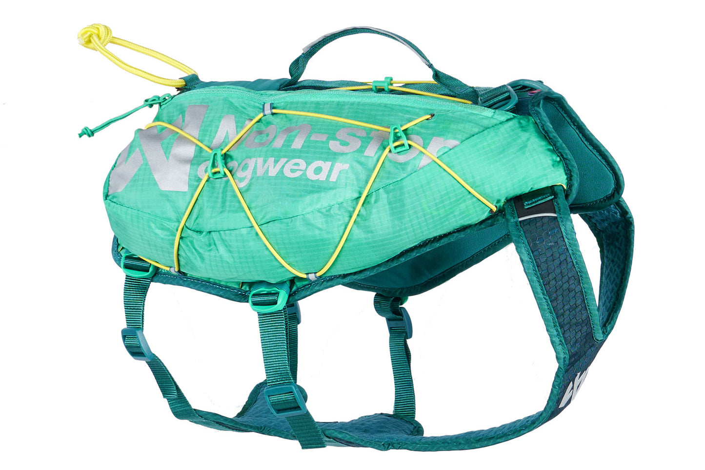 Stock image of the Trail Light Backpack, a teal backpack with Non-stop branding along the side, against a white background.