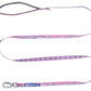 Stock image of the Trail Quest Lead, a pink and purple dog lead with mountain patterns, on a white background.