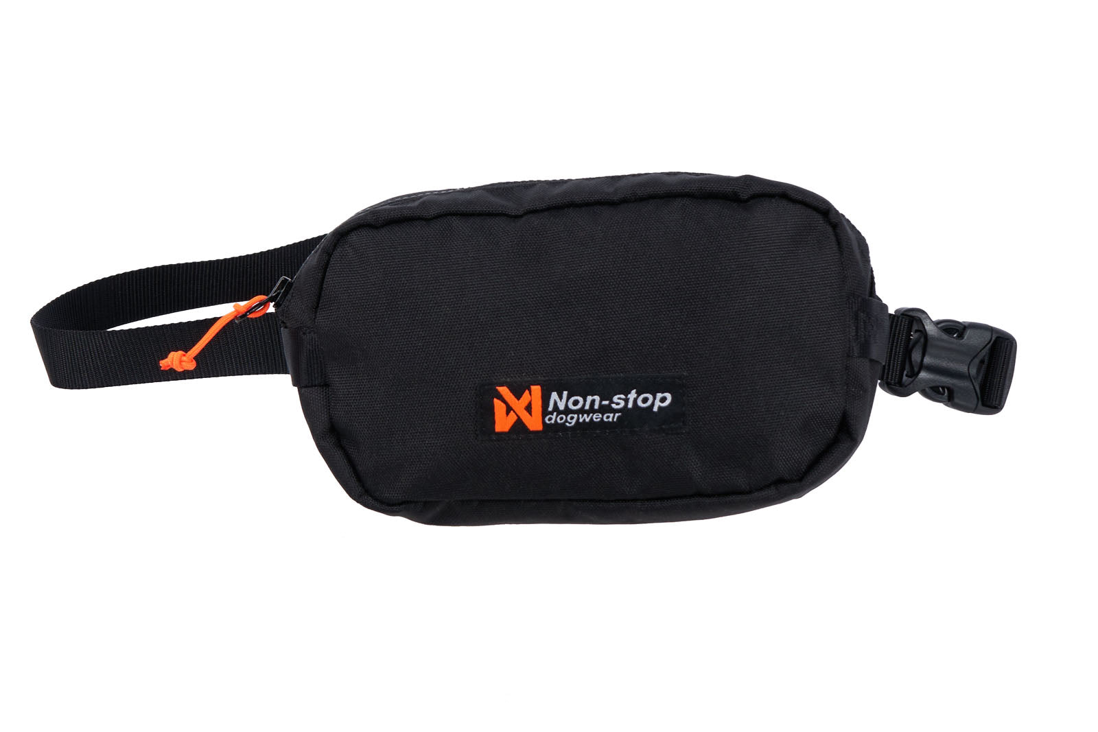 A black storage pack on a white background, featuring a logo that reads 'Non-stop dogwear' on the front.