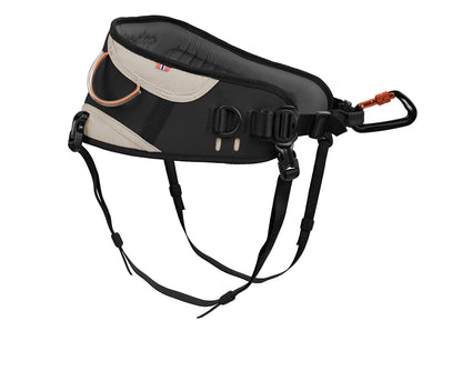 A black & grey dog walking belt on a white background.