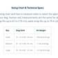 Sizing chart for the Ruffwear Backtrak Evacuation Kit.