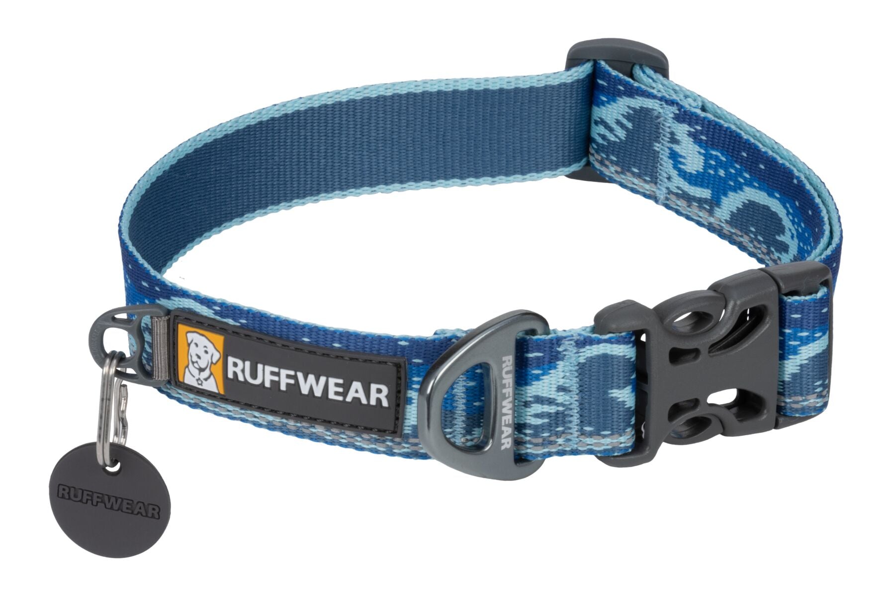 A studio image of the Ruffwear Crag Collar in Midnight Wave.