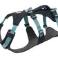 Stock image of the Flagline Harness in Basalt Grey, a double-belly strap harness on a white background with a handle.