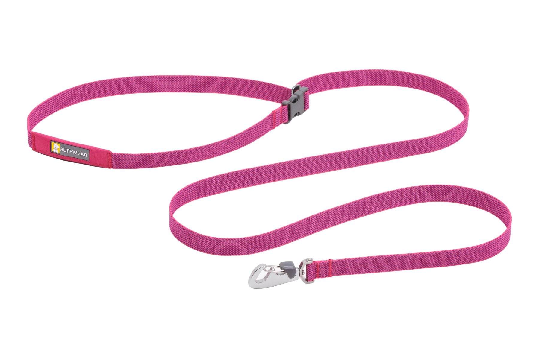 Stock image of the Flagline Leash in Alpenglow Pink, on a white background.