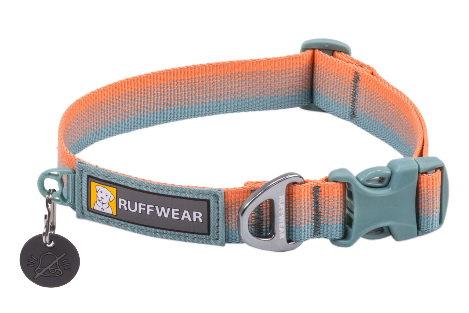 Stock image of the Front Range Collar in Spring Fade, an everyday collar with a gradient from light to dark, with Ruffwear branding.