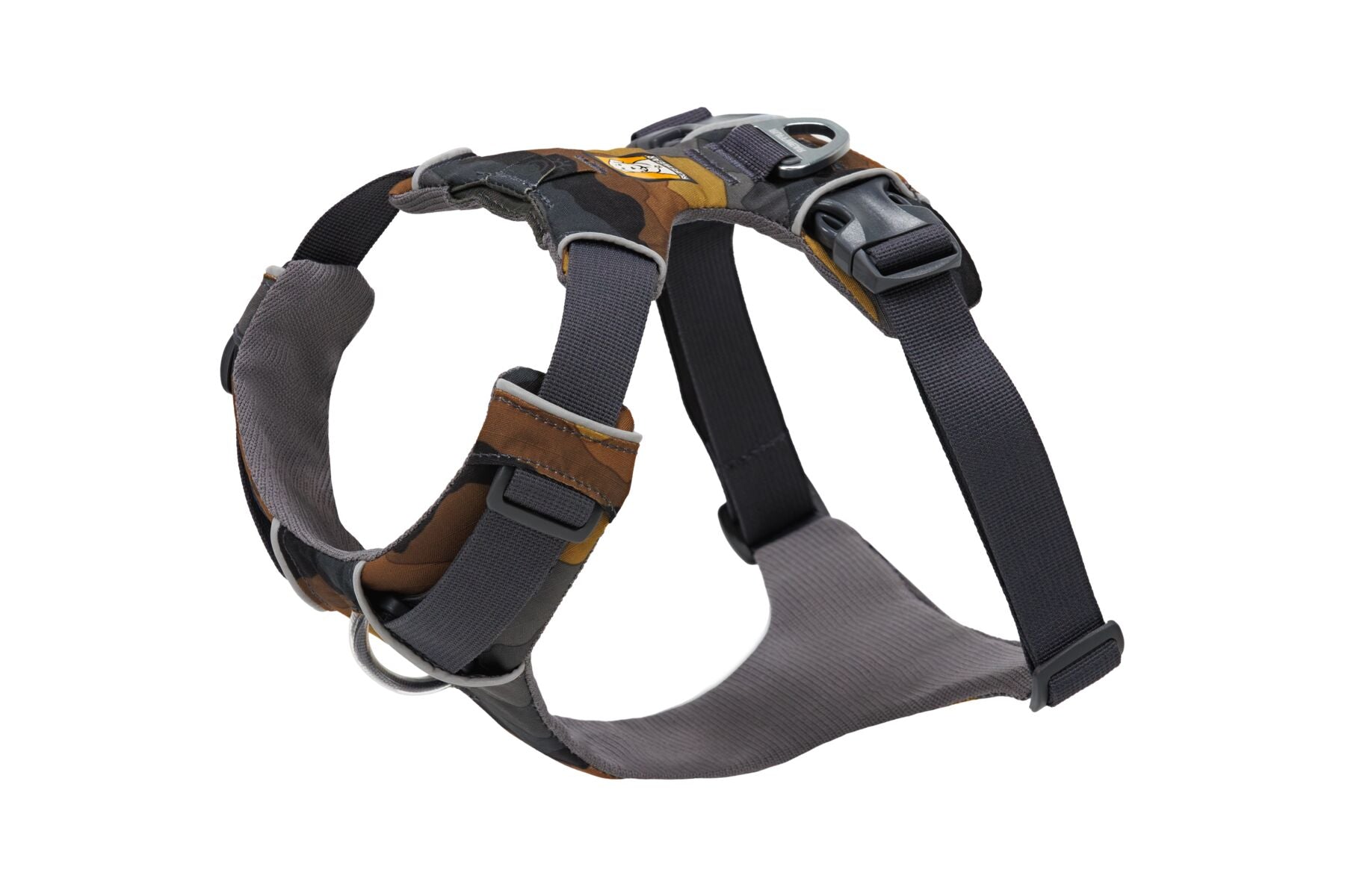 Stock image of the Front Range Harness in Moonlight Mountains, a harness with a D-ring and front clip, on a white background.