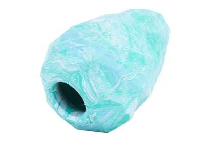 Stock image of the Glacial Blue Gnawt-a-Cone toy, a pinecone shaped toy with a hole in the bottom.