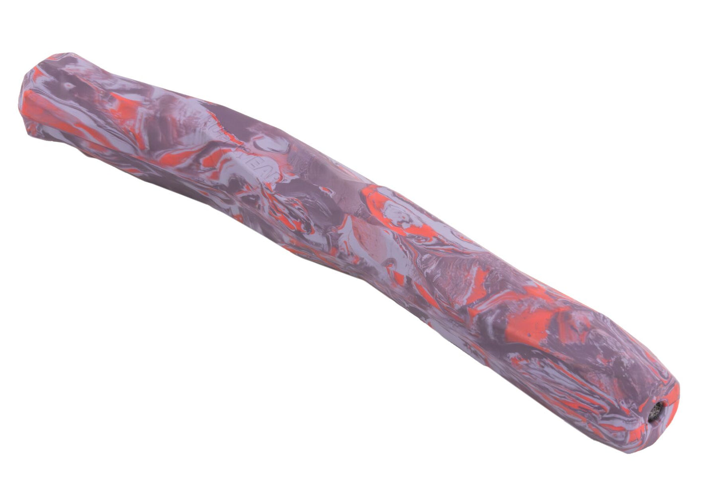 Stock image of the Gnawt-a-Stick in Purple Orchid, an irregular shape long toy, on a white background.