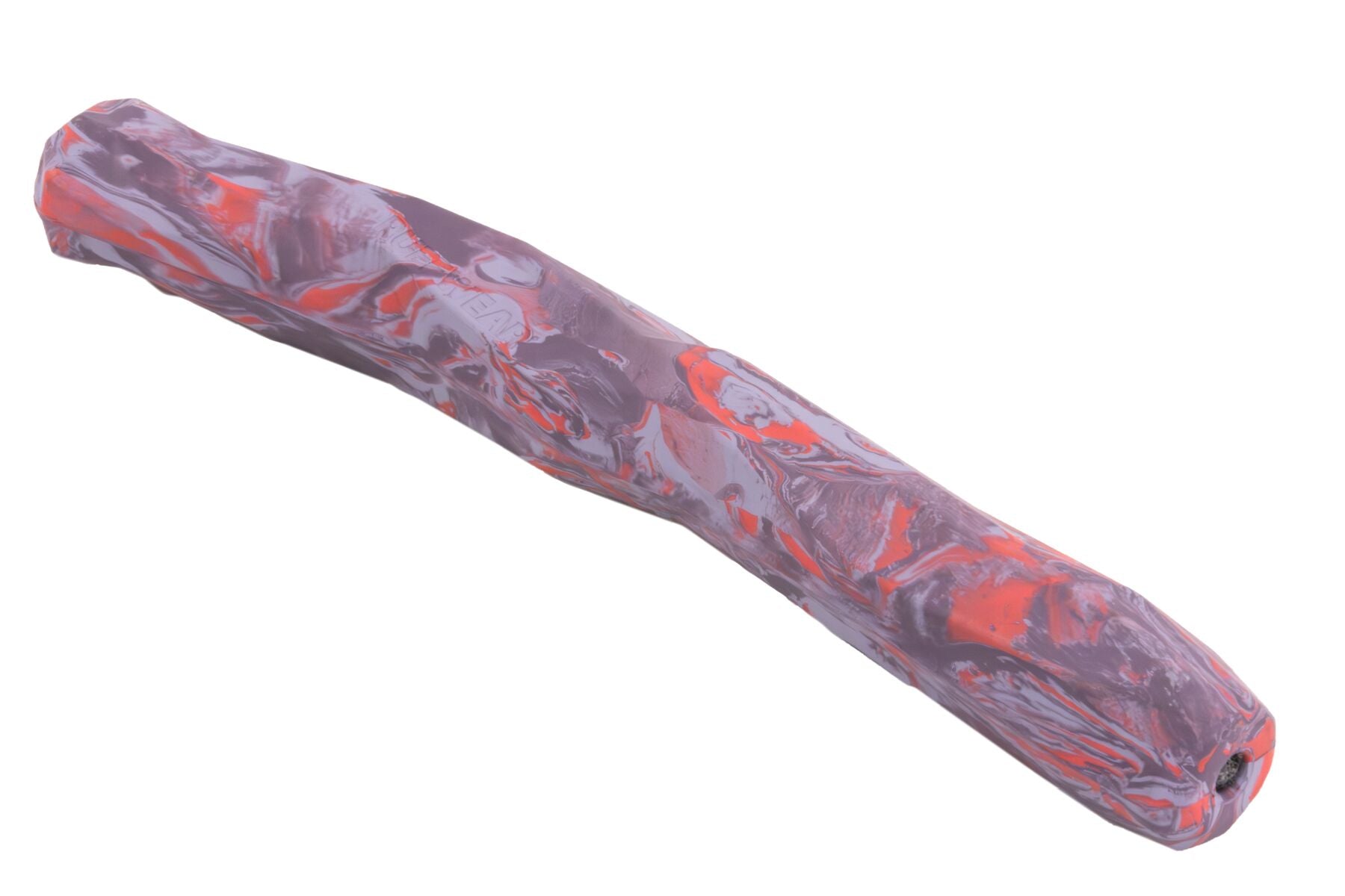 Stock image of the Gnawt-a-Stick in Purple Orchid, an irregular shape long toy, on a white background.