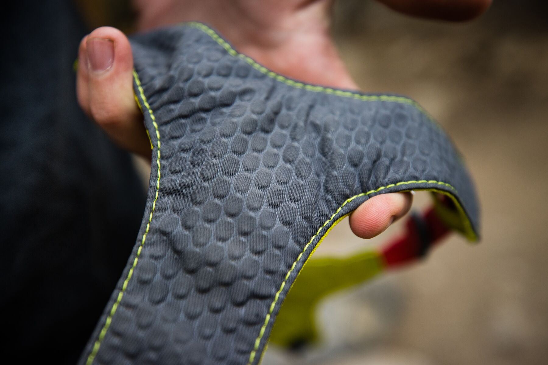 Lifestyle image of the Hi & Light Harness, showing the inner lining of the harness.
