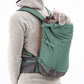 Stock image of the Hitch Hiker Carrier in River Rock Green, being worn on the back of someone, on a white background.