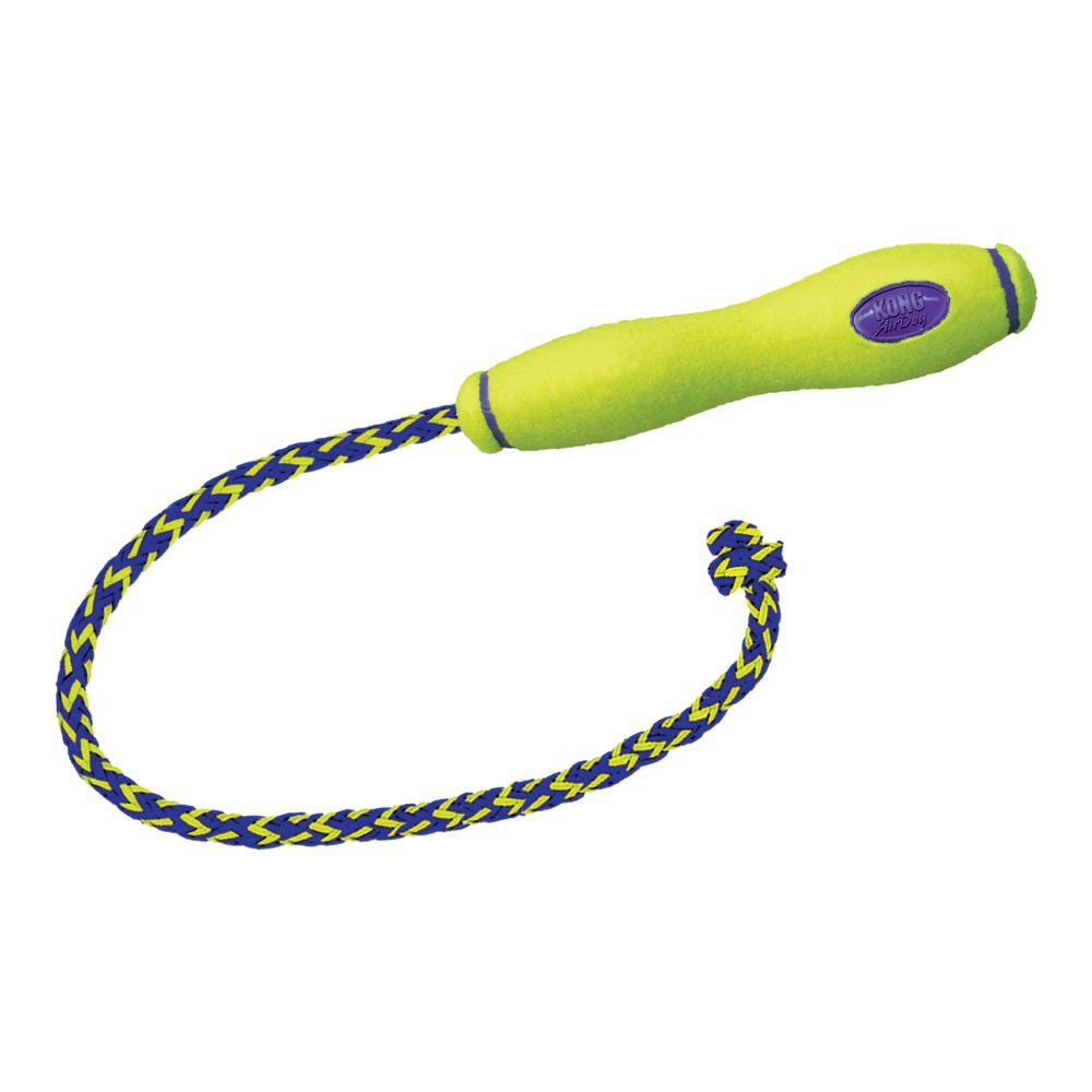 Stock image of the KONG Air Fetch Stick on a rope, against a white background.