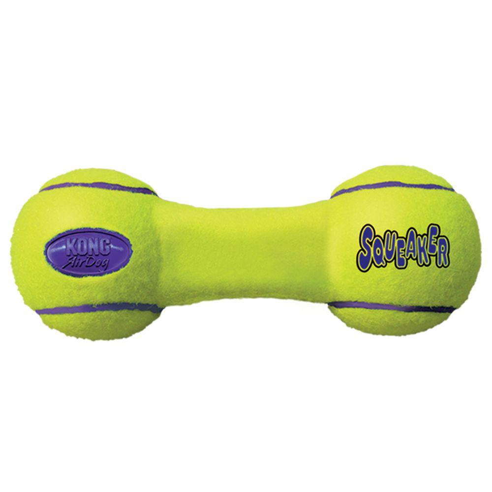 Stock image of the KONG Air Squeaker Dumbbell, against a white background.