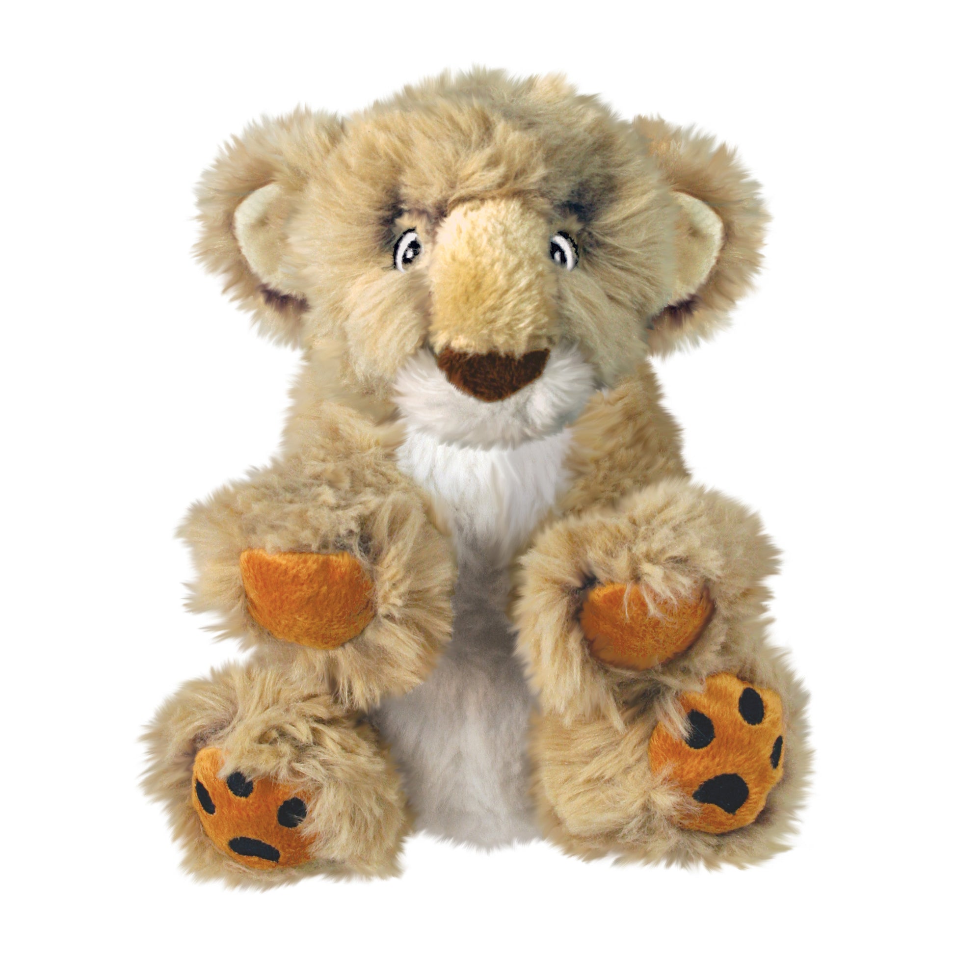Stock image of the KONG Kiddos Comfort Animal Lion, against a white background.