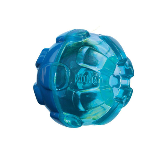 Stock image of the KONG Reward Ball, a blue ball toy, against a white background.