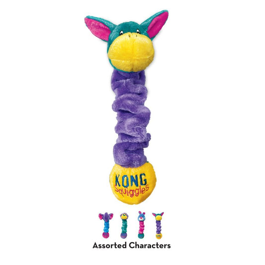 Stock image of the KONG Squiggles, showing all the assorted characters available, on a white background.