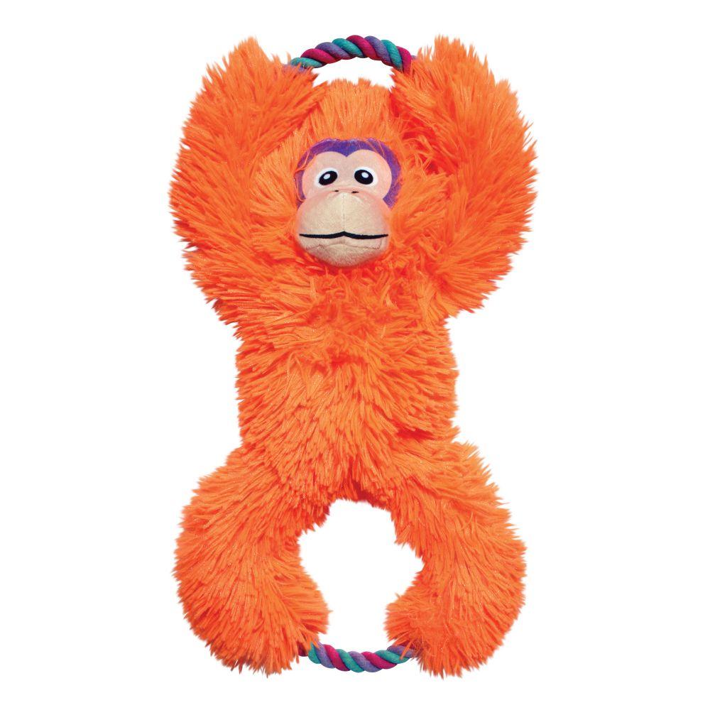 Stock image of the KONG Tuggz Monkey, a fluffy monkey with rope details, against a white background.