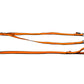 Stock image of the Bungee Double Lead, an orange lead with two carabiners for attaching to two harnesses, on a white background.
