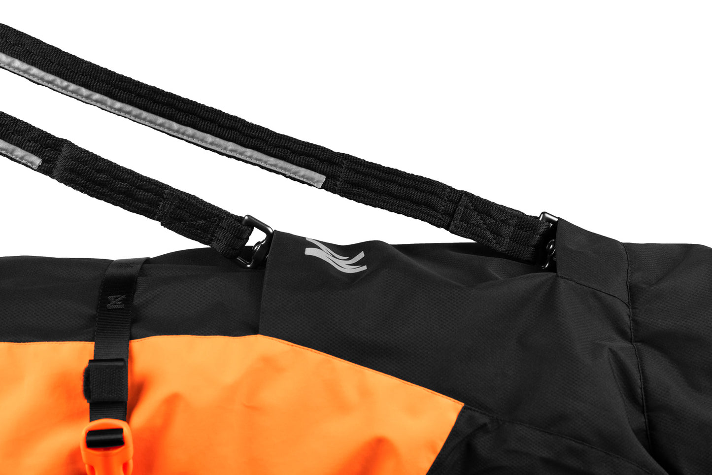 Details of the Glacier Jacket v2, showing the lead going through the lead portal.