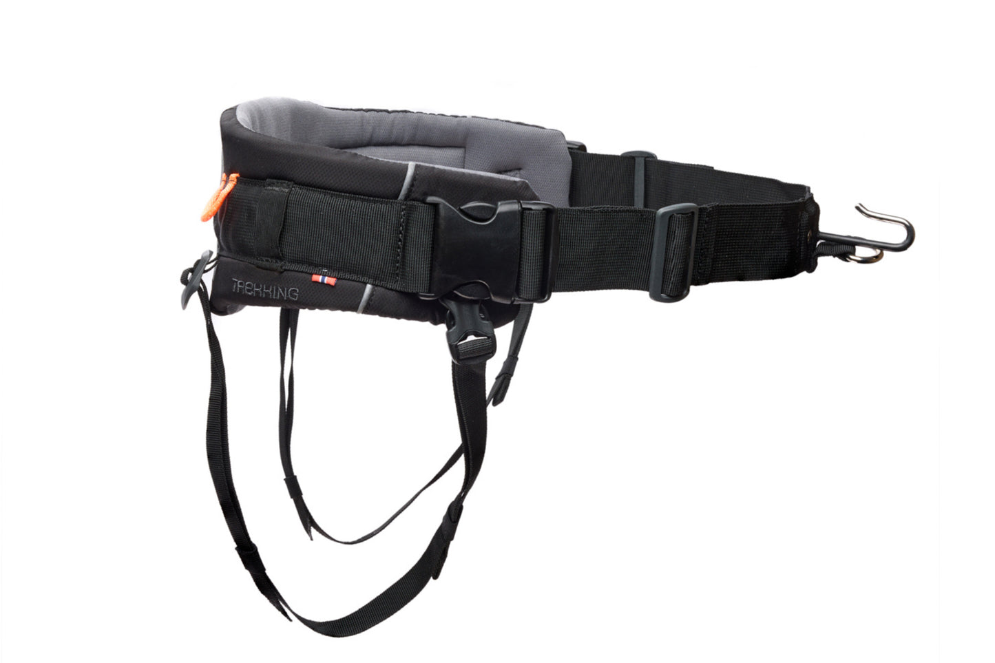 Stock image of the Trekking Belt 2.0, a black belt on a white background.