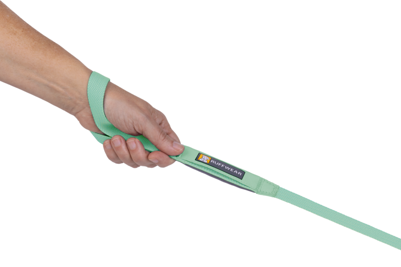 Stock image of the Hi & Light Lead being held by a hand, with Ruffwear branding.