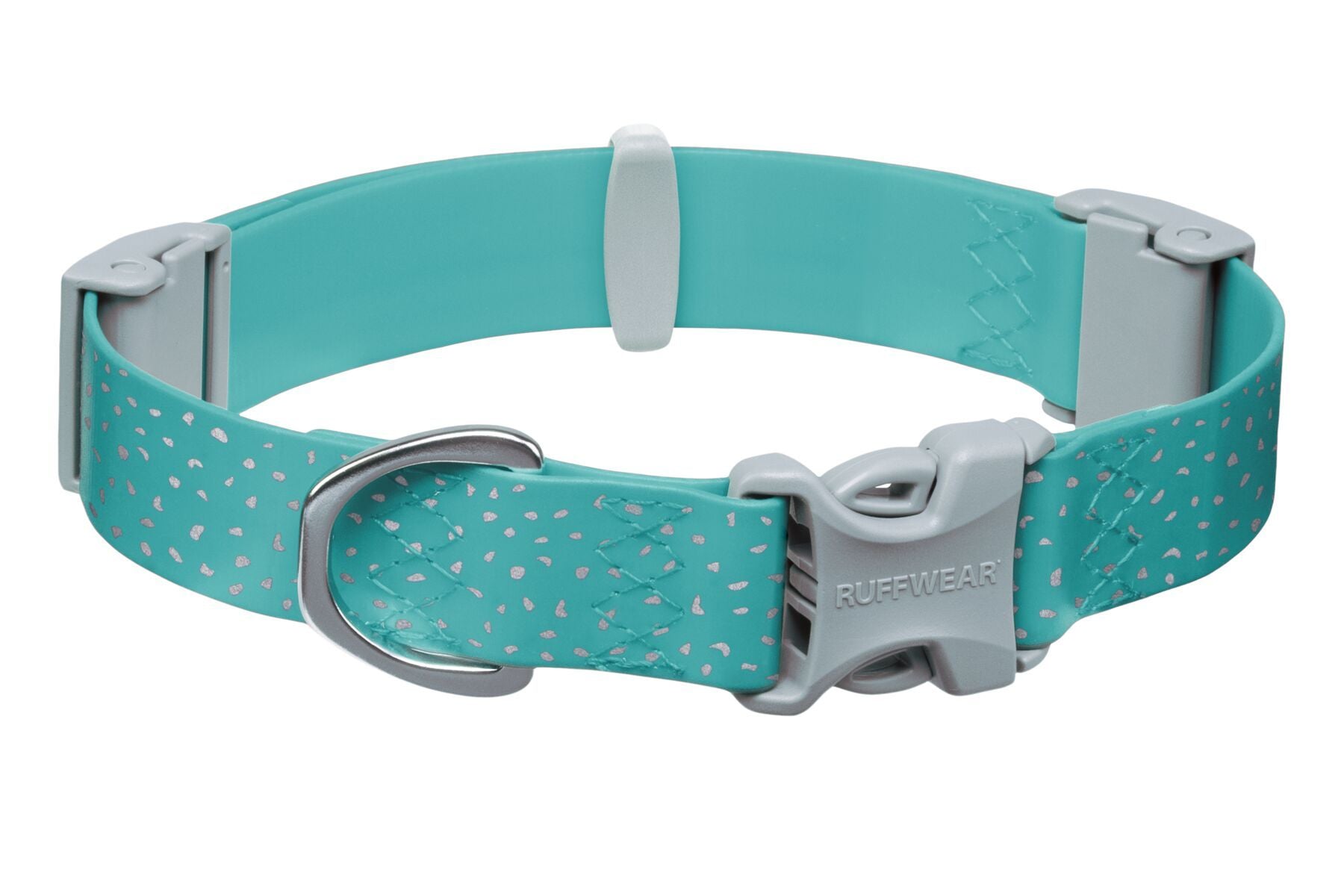 A studio image of the Ruffwear Confluence Waterproof Collar in Aurora Teal.