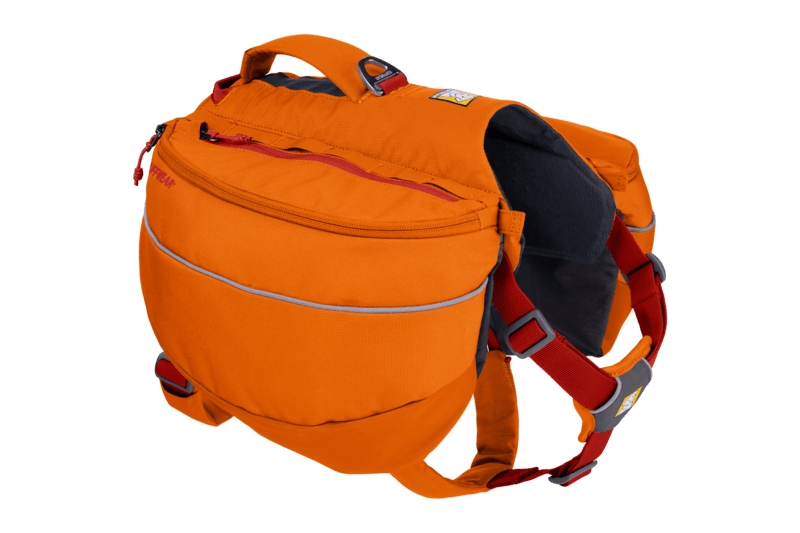 A studio shot of the Ruffwear Approach Pack in Campfire Orange.